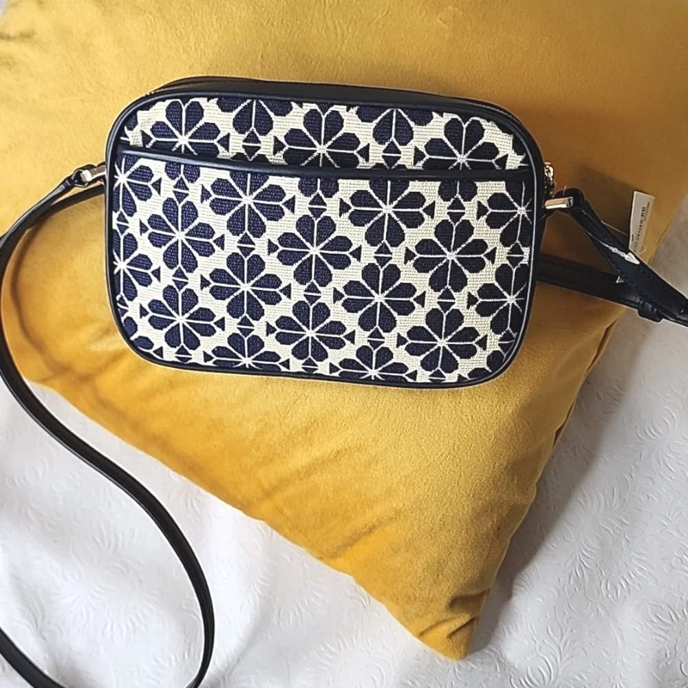 Kate Spade Crossbody Signature Purse Mini Camera Bag Navy Blue Spade Flower NEW
